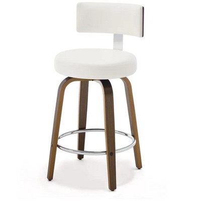 Bekrvio 29'' Counter Height Swivel Bar Stools, Faux Leather Upholstered