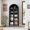 63'' Arched Pantry Storage Cabinet, Farmhouse 5 Tier Bookcase with Adjustable Shelf and 2 Glass, for Kitchen, Living Room, Bedroom - 3 of 4