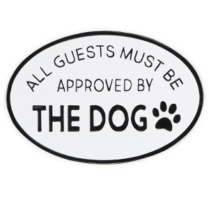 HomeRoots 19" Black and White All Guests Approved By The Dog Metal Hanging Text Wall Decor - 1 of 4
