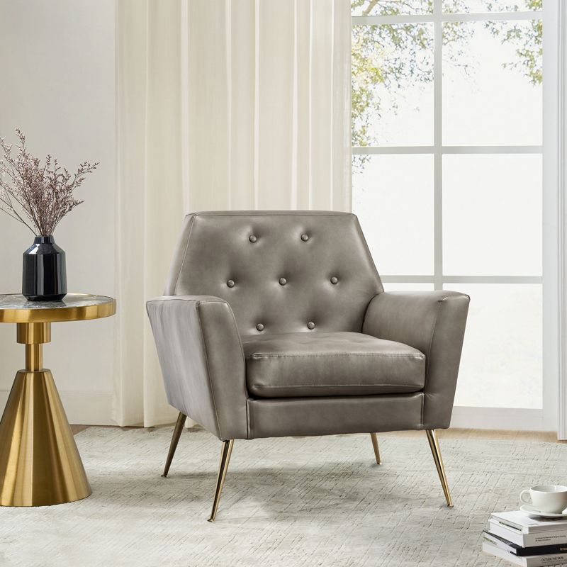 Maris Wooden Upholstered Contemporary Accent Armchair with Button-tufted for Bedroom Living Room  | ARTFUL LIVING DESIGN, 3 of 12
