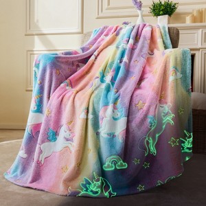 Joyfy Glow in the Dark Blanket for Kids, Soft Throw Plush Fleece Couch Blanket Fuzzy Fluffy, Gift Idea for Kids Girls Boys, 50x60 Inches - 1 of 4