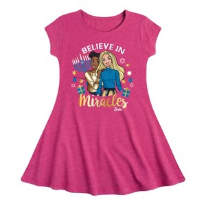 Girls' - Barbie - Believe In Miracles Holiday Fit & Flair Cap Sleeve Dress - 1 of 3