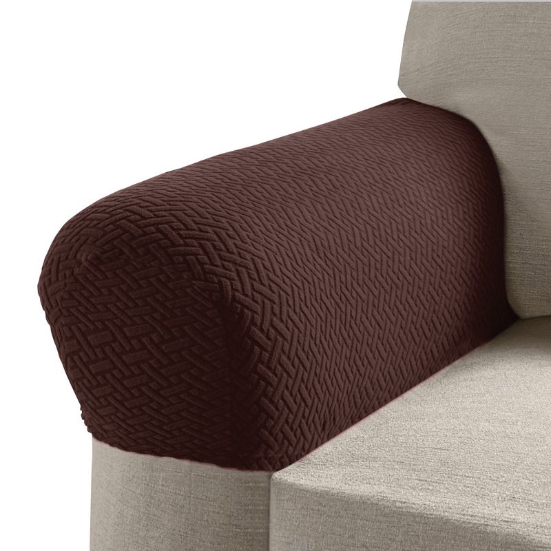 Collections Etc Armrest Covers for Recliners, Sofas, Chairs with Stretch, Textured Pattern - Set of 2, 1 of 3