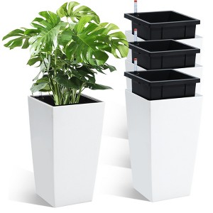 Garvee 16 Inch Tall Planters Set of 4, Outdoor&Indoor Planter Pots, High Front Porch Planter Pots with Drainage Holes, Water Level Monitor - 1 of 4