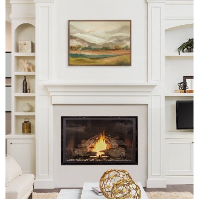 Sylvie Mountainscape Watercolor Canvas Art with Gold Frame, 23x33