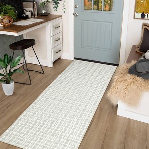 Modern Plaid Area Rug Washable Rug Contemporary Non Slip Rugs for Indoor - 1 of 4