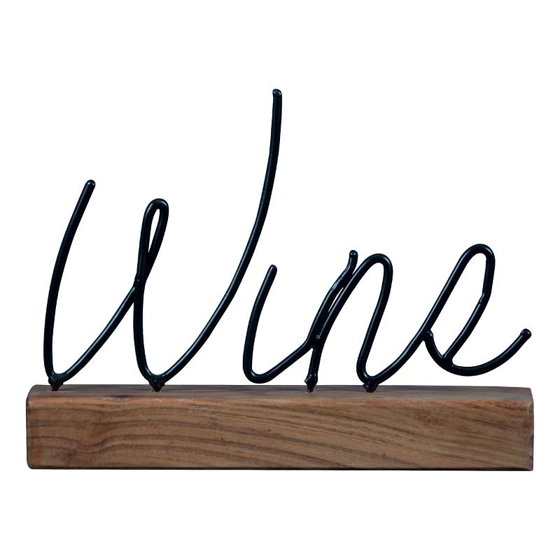 "Wine" Wire Metal and Wood Decorative Table Top Sign - Foreside Home & Garden, 1 of 8