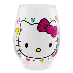 Silver Buffalo Sanrio Hello Kitty "You Had Me At Hello" Glitter Stemless Wine Glass | 20 Ounces - 1 of 4