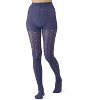 Memoi Women's Textured Cotton Rich Inverted Crochet Fashion Tights Patriot Blue S-M - 2 of 4