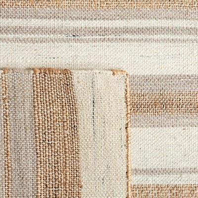 Ivory and Natural Wool Cotton Flatweave Rug, 3' x 5'