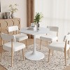KWPZQEB Coffee Table, Modern Coffee Table with Marble Print Tabletop, Wooden Dining table with Metal Base for Living Room, Kitchen - 2 of 4