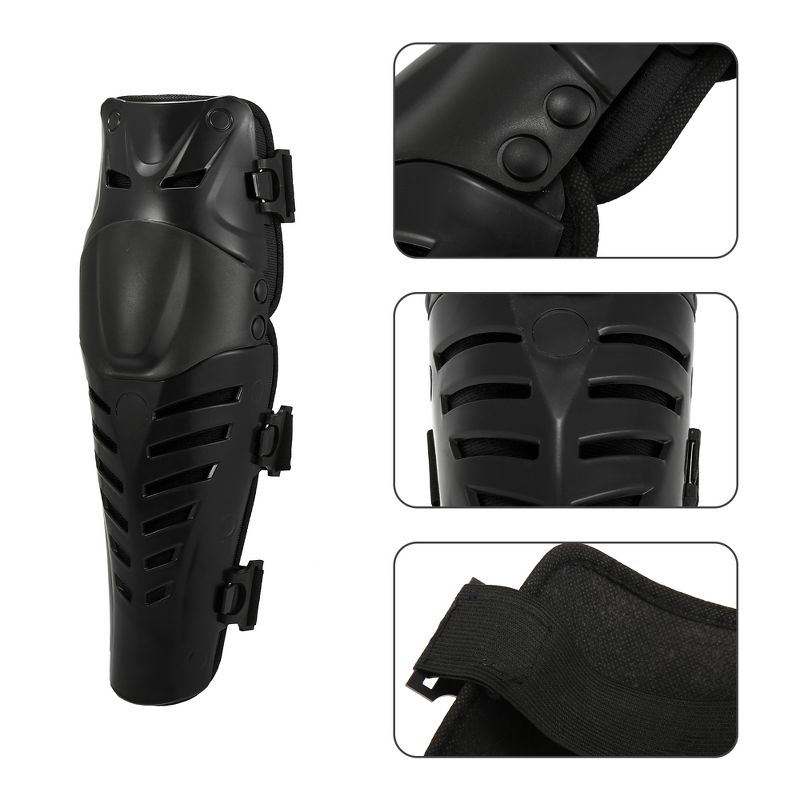 Unique Bargains Motorcycle Knee Elbow Pads Motorcycle Knee Guards with Adjustable Strap for Adults Black 2 Pcs, 3 of 7