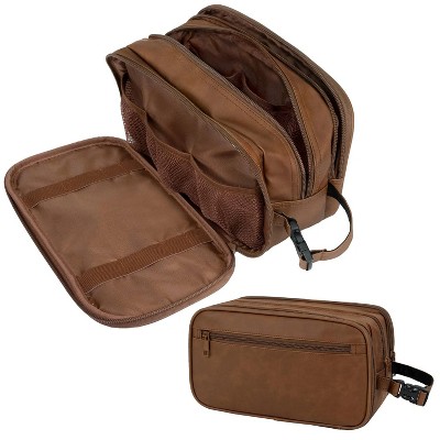 Travel Toiletries Bag | Water-resistant Dopp Kit, PU Leather Shaving Pouch Organizer for Accessories