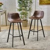 DSVIMOY Counter and Bar Stool Set of 2 Faux Leather Barstools with Modern Design for Dining Area, Brown, 34.75"*21"*20" - 2 of 4