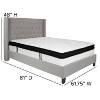 Emma and Oliver Full Accent Extended Panel Platform Bed/Memory Foam Mattress-Light Gray Fabric - 3 of 4