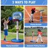 Skirfy 3 in 1 Kids Basketball Hoop and T Ball Set for Kids with Automatic Pitching Machine, Adjustable Height Basketball Hoop Blue - 3 of 4