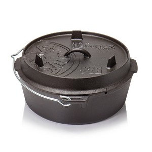 Petromax Cast Iron Dutch Oven for Cooking or Baking Outdoors Over Campfire or in the Home, Pre-Seasoned Cookware Heats Evenly, Flat Base, 5.8 Qt - 1 of 4