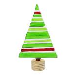 Christmas 9.25" Glass Holiday Tree Home Decoration Wood Base Evergreen Enterprises Inc  -  Decorative Sculptures