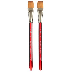 Princeton Velvetouch Wash Brush, Synthetic Bristles, Short Handle Mixed Media Paintbrush, Scarlet, Size 3/4 inch, Pack of 2 - 1 of 4