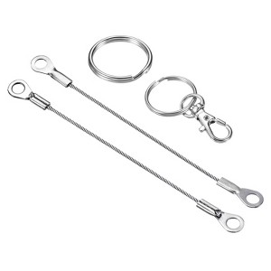 Unique Bargains Lanyard Cable Rope with Key Ring Keychains Silver 4 Pcs - 1 of 4