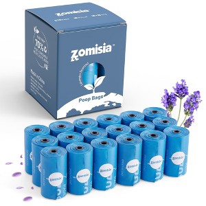 ZOMISIA Dog Poop Bags Rolls - Black-Lined Lavender Dog Waste Bags with Holder, Extra Thick 100% Leakproof, 70% Recycled GRS Certified - 1 of 4
