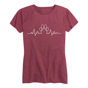 Women's - Instant Message - Heartbeat Paw Print Short Sleeve Graphic T-Shirt - 1 of 4