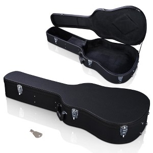 Yescom Acoustic Guitar Hard Case Wooden Hard Shell Carrying Case with Lock Latch Key Black - 1 of 4