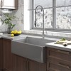 CASAINC 33" Fireclay Single Bowl Farmhouse Apron Workstation Kitchen Sink with Bottom Grid and Strainer, Gray - 2 of 4
