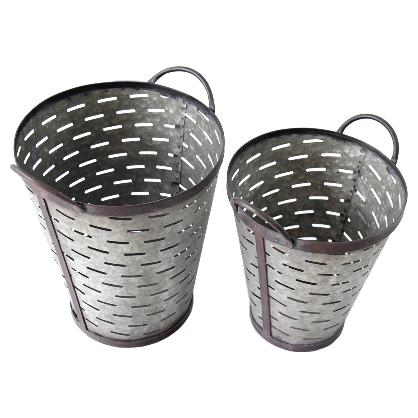 Metal Olive Bucket Set Gray 2pk - VIP Home & Garden 