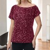 Anna-Kaci Women's Off-Shoulder Sequin Short Sleeve Top with Relaxed Fit - 2 of 4