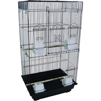 YML A6824 3/8 inches Bar Spacing Tall Flat Top Small Bird Cage Black 18 inches x 14 inches
