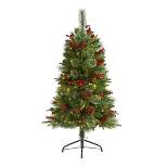 Nearly Natural 4' Pre-Lit LED Norway Pine Artificial Christmas Tree Clear Lights