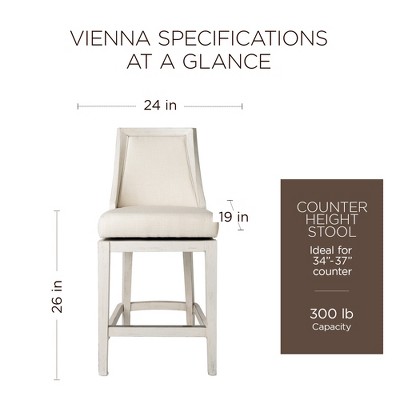 Vienna 26 Inch White Oak Swivel Counter Stool with Natural Upholstery