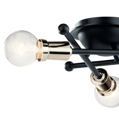 Armstrong Mid-Century Sputnik Black Glass 3-Light Flush Mount