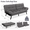 Dyonery 71" Futon Sofa Bed, Cozy Convertible Loveseat Sleeper, Linen Fabric Couch with Adjustable Back & Arms for Living Room, Guest Room - Light Gray - 3 of 4