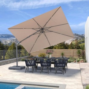 PURPLE LEAF Cantilever Patio Umbrella Outdoor Offset Umbrella with 3 Years Fade Resistance Recycled Fabric With Base - 1 of 1
