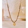 Natural Stone Beaded Necklace for Women - HTUTWOO™ Adjustable Choker with Zirconia Heart Pendant, 18K Gold Plated Jewelry - 4 of 4