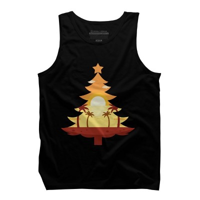 Men's Design By Humans Christmas in July Tree Sunset By destiny29 Tank Top