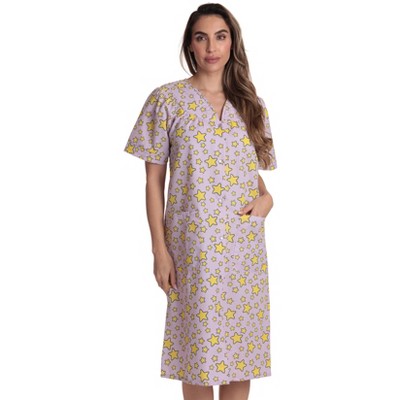 Dreamcrest Short Sleeve Seersucker Duster Housecoat Women Sleepwear 8270-10747-L (Large, Lilac Star)