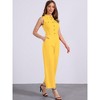 Allegra K Women's Button Down Collared Wide Leg Tie-Waist Sleeveless Cargo Jumpsuits - 3 of 4