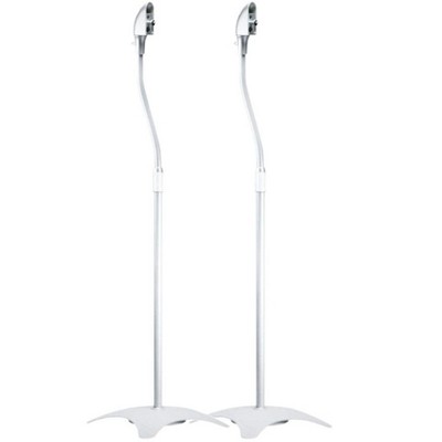 Monoprice Satellite Speaker Floor Stands - Silver (Pair) Supports Up to 5 Lbs. Each, Height Adjustable (26.8 to 43.3 Inches)