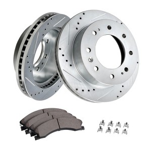VEVOR Front Brake Kit Compatible with 2011-2019 Chevy Silverado GMC Sierra 2500 3500 HD, Drilled and Slotted Brake Rotors Ceramic Brake Pads - 1 of 4