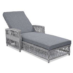 PAGED Pool Lounge Chairs Outdoor Lounge Chairs with Armrests Wicker Lounge with Adjustable Backrest for Patio, Pool, Beach - 1 of 4