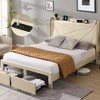 Queen Bed Frame with 2 Storage Drawers, Upholstered Platform Bed with Charging Station, Bed Frame with Storage Headboard, No Box Spring Needed - 3 of 4