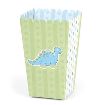 Big Dot of Happiness Baby Boy Dinosaur - Baby Shower or Birthday Party Favor Popcorn Treat Boxes - Set of 12