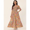 Seta T Women's Floral Short Flutter Sleeve V Neck Smocked High Waist Flowy Maxi Dress - 3 of 4