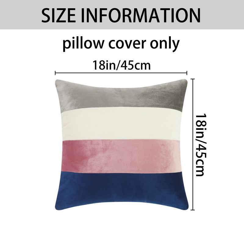 Unique Bargains Home Bedroom Indoor Outdoor Contrast Color Striped Velvet Throw Pillow Covers 2 Pcs, 5 of 7