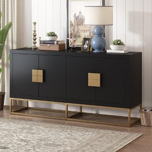 Sideboard Buffet Cabinet, Kitchen Pantry Storage Cabinet with Adjustable Shelves, 4 Doors, Iron Legs, Media Console for Dining Room Living Room - 1 of 4