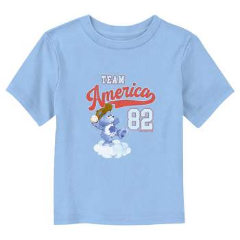 Care Bears Team America Baseball Grumpy Bear  T-Shirt - Light Blue - 3T