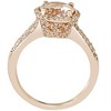 Pompeii3 3ct Morganite & Diamond Engagement Ring 14K Rose Gold Halo Split Shank - 2 of 4